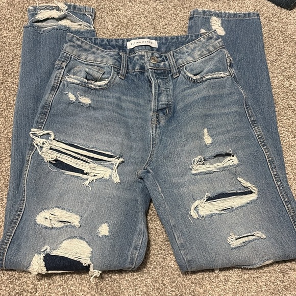 Flying Monkey Ultra High Rise Distressed Tapered Jeans - Picture 3 of 5